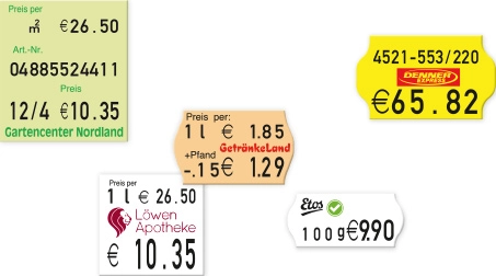 Basic price labeling according to the Price Indication Ordinance (PAngV), labels, price labeling labels